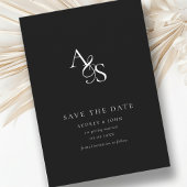 Elegant, Klassiek, Monogram, Zwart, Bruiloft Save The Date
