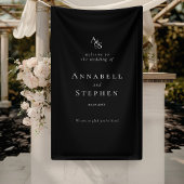 Elegant, Klassiek, Monogram, Zwart, Bruiloft Spandoek