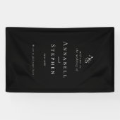 Elegant, Klassiek, Monogram, Zwart, Bruiloft Spandoek (Horizontaal)