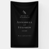 Elegant, Klassiek, Monogram, Zwart, Bruiloft Spandoek (Verticaal)