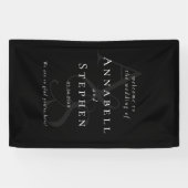 Elegant, Klassiek, Monogram, Zwart, Bruiloft Spandoek (Horizontaal)
