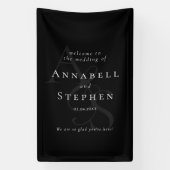 Elegant, Klassiek, Monogram, Zwart, Bruiloft Spandoek (Verticaal)