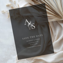 Elegant, Klassiek, Monogram, Zwart, Trouwen