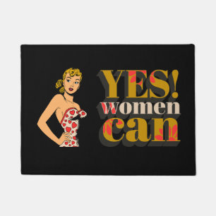 Elegant klassiek retro dame Ja vrouw kan zwart zij Deurmat