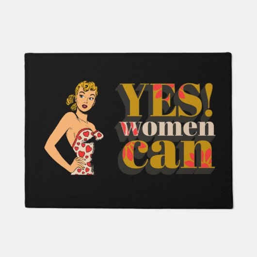 Elegant klassiek retro dame Ja vrouw kan zwart zij Deurmat (Voorkant)