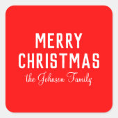 Elegant Klassiek Schoon Rood Kerstmis Vierkante Sticker (Voorkant)