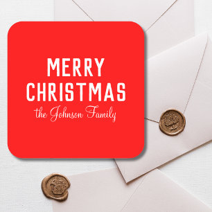 Elegant Klassiek Schoon Rood Kerstmis Vierkante Sticker