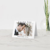 elegant klassiek script, bruiloft twee foto's bedankkaart (Voorkant)