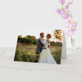 Elegant klassiek script Dank u trouwfoto Folie Wenskaart (Orchidee)