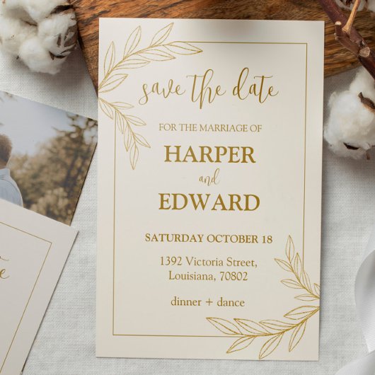 Elegant klassiek script foto bruiloft kaart