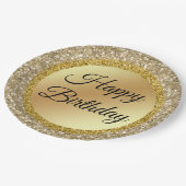 Elegant klassiek script Happy Birthday, gouden gli Papieren Bordje (Gekanteld)