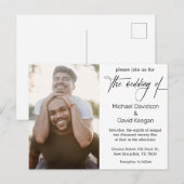 elegant klassiek script homopotfoto van homohuweli uitnodiging briefkaart (Voorkant / Achterkant)