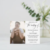 elegant klassiek script homopotfoto van homohuweli uitnodiging briefkaart (Staand voorkant)