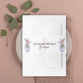 Elegant klassiek script Minimale roze bloemenbruil Uitnodigingen Wikkel