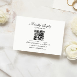 Elegant klassiek script Monogram QR Code Wedding RSVP Kaartje