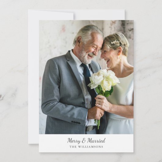 Elegant klassiek script Ouder getrouwde vrolijke f Feestdagenkaart (Voorkant)