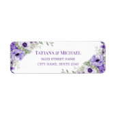 Elegant klassiek script paarse bloemenbruiloft etiket (Voorkant)