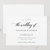 Elegant klassiek script Simple Wedding Kaart (Voorkant / Achterkant)