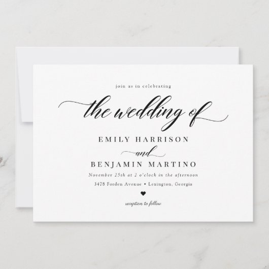 Elegant klassiek script Simple Wedding Kaart (Voorkant)