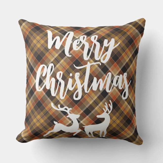 Elegant klassiek tartan plaid Merry kermas hert Kussen (Voorkant)