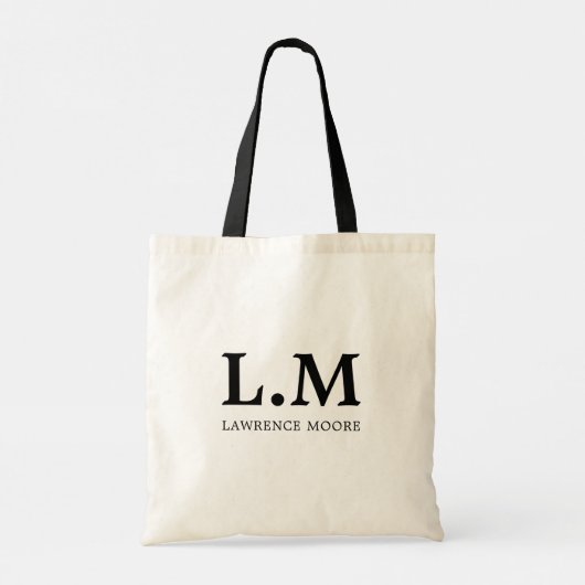 Elegant Klassiek Typo Naam Chef Monogram Tote Bag (Achterkant)