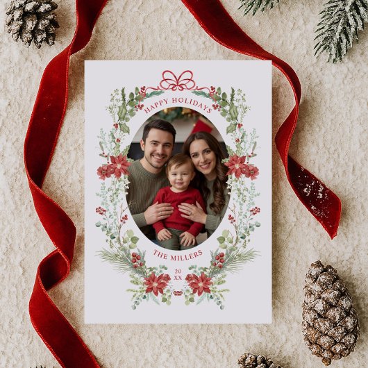 Elegant klassiek wintergroen feestdagenkaart