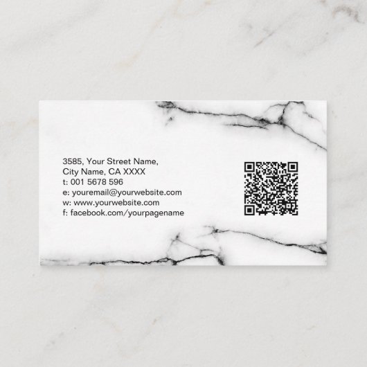 Elegant klassiek wit marmer visitekaartje (Achterkant)