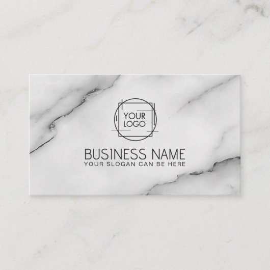 Elegant klassiek wit marmer visitekaartje (Voorkant)