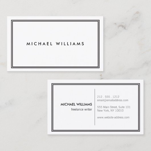 Elegant klassiek wit visitekaartje (Voorkant / Achterkant)