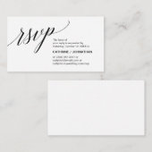 Elegant klassiek, zwart script, RSVP Informatiekaartje (Voorkant / Achterkant)