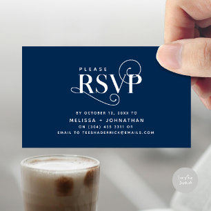 Elegant klassiek, zwart script, RSVP reageren Informatiekaartje