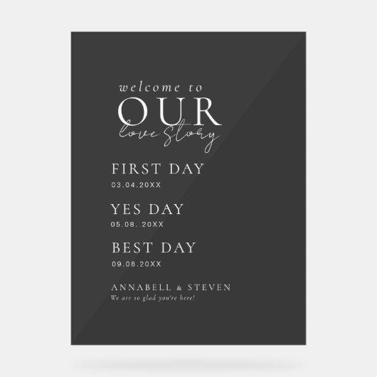 Elegant, Klassiek, Zwart, WELKOM BIJ ONS LIEFDESVE Acryl Bord (Voorkant)