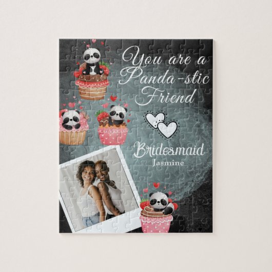 Elegant Klassiek Zwart & Wit Bruidsmeisje Voorstel Legpuzzel (Verticaal)