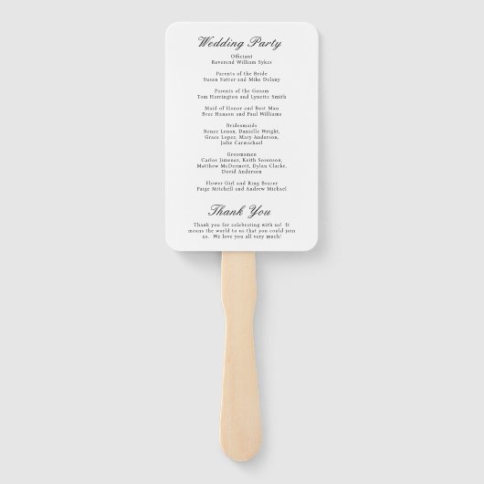 Elegant Klassiek Zwart Wit Formeel Trouwprogramma Handwaaier (Achterkant)