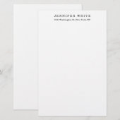 Elegant Klassiek Zwart Wit Minimalist Briefpapier (Voorkant / Achterkant)