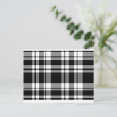 Elegant klassiek zwart wit plaid patroon briefkaart (Staand voorkant)