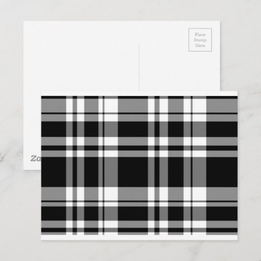 Elegant klassiek zwart wit plaid patroon briefkaart (Voorkant / Achterkant)