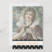 Elegant, klassiek zwart wit poka stipt afstuderen kaart (Achterkant)