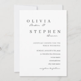 Elegant klassiek zwart-wit-typografie bruiloft kaart