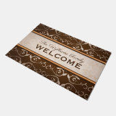 Elegant klassiekaal bloemig bruin beige monogram deurmat (Schuin)