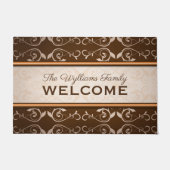 Elegant klassiekaal bloemig bruin beige monogram deurmat (Voorkant)