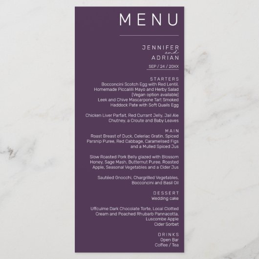Elegant klassieke bruiloft menu (Achterkant)