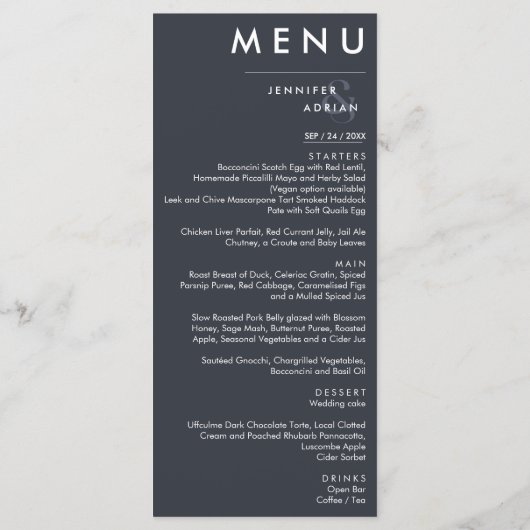 Elegant klassieke bruiloft menu (Achterkant)