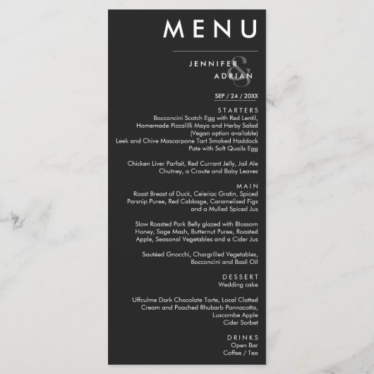 Elegant klassieke bruiloft menu (Achterkant)
