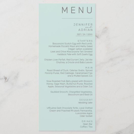 Elegant klassieke bruiloft menu (Achterkant)