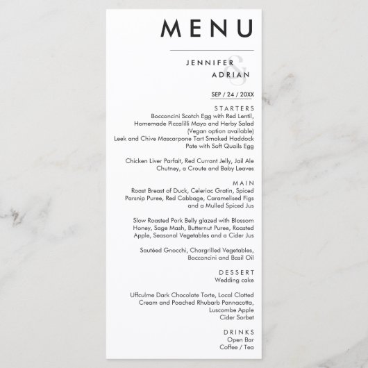 Elegant klassieke bruiloft menu (Achterkant)