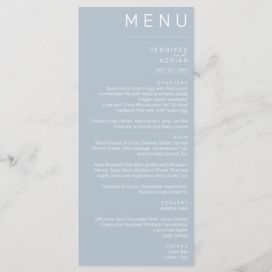 Elegant klassieke bruiloft menu (Achterkant)