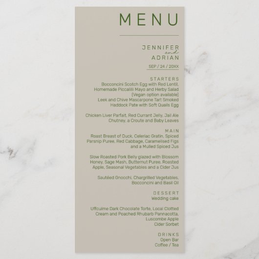 Elegant klassieke bruiloft menu (Achterkant)