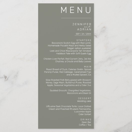 Elegant klassieke bruiloft menu (Achterkant)