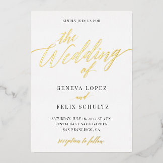 Elegant klassieke Gold Foil Hand Lettered Script v Folie Uitnodiging